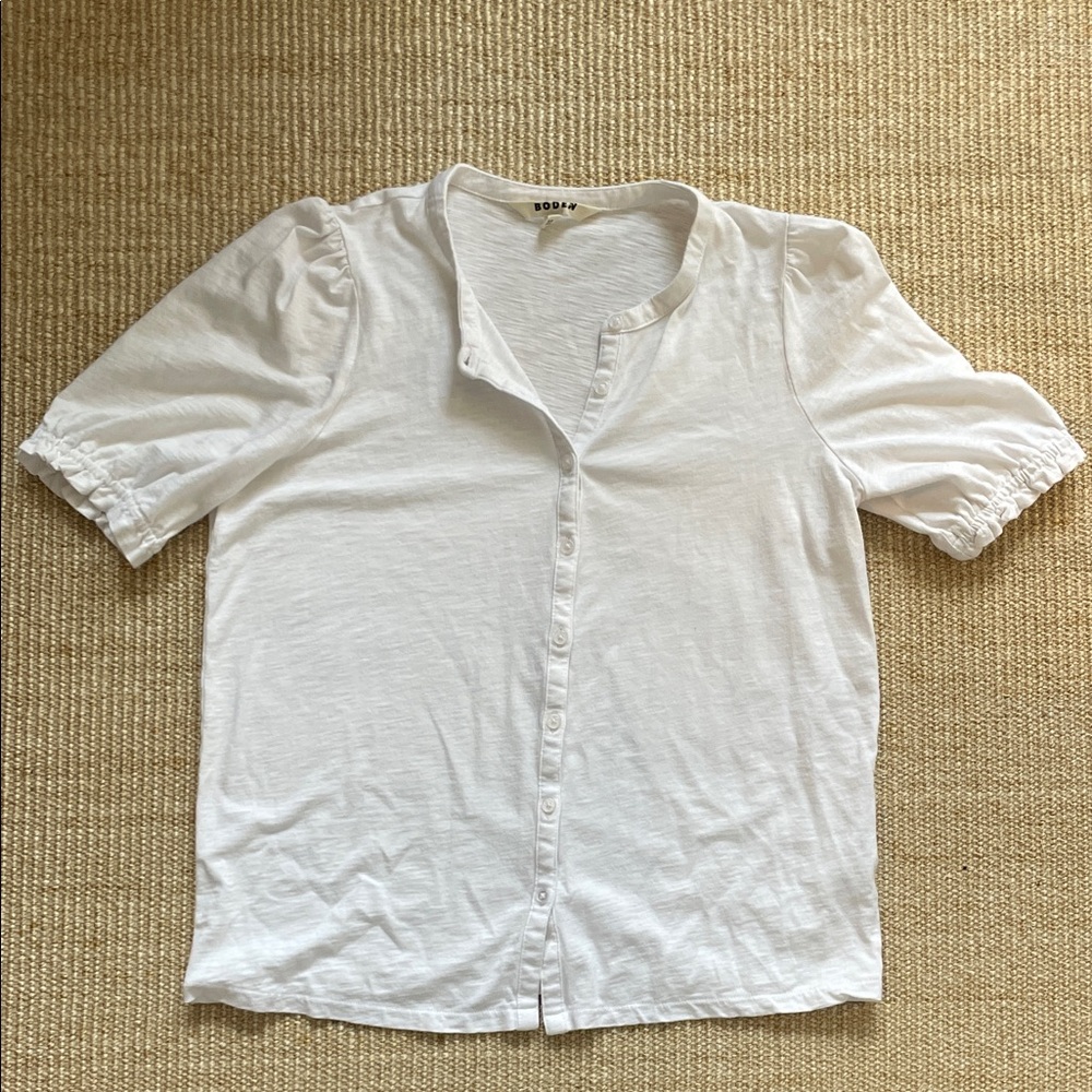 Boden White Puff Sleeve Shirt